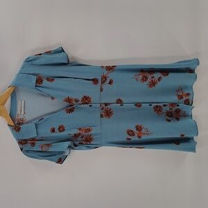 UO Mallory Floral Button-Through Mini Dress Size Medium Blue